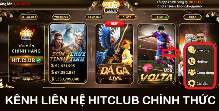 Các kênh liên hệ Hitclub đang hỗ trợ